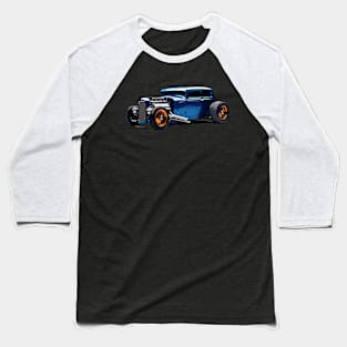 Classic Blue Hot Rod Custom Car Retro Style Hot Rod Vintage Custom Car Baseball T-Shirt